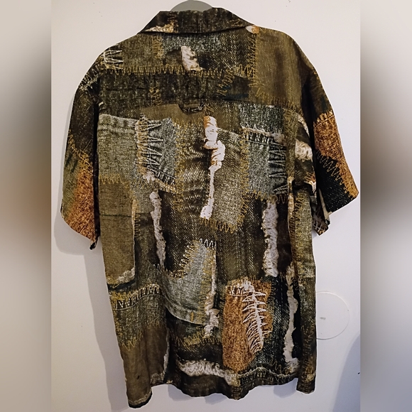 VTG Stardom Men's Patchwork Baggy Suit in Green and Brown Sz L - Picture 4 of 11